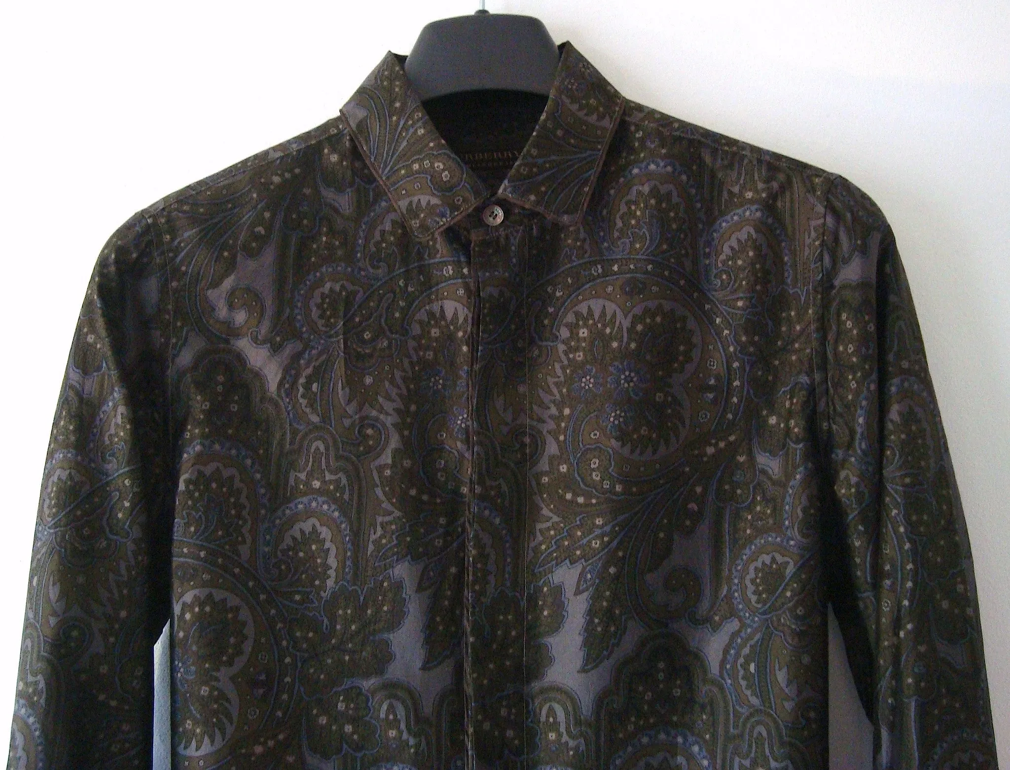 2008 Silk 'Cigar Paisley' Shirt in Blue/Moss Green