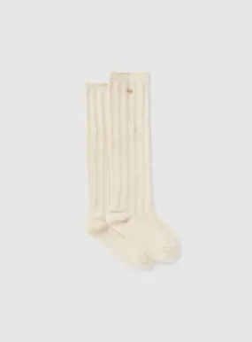 Abel & Lula Girls Beige Lurex Knee Socks