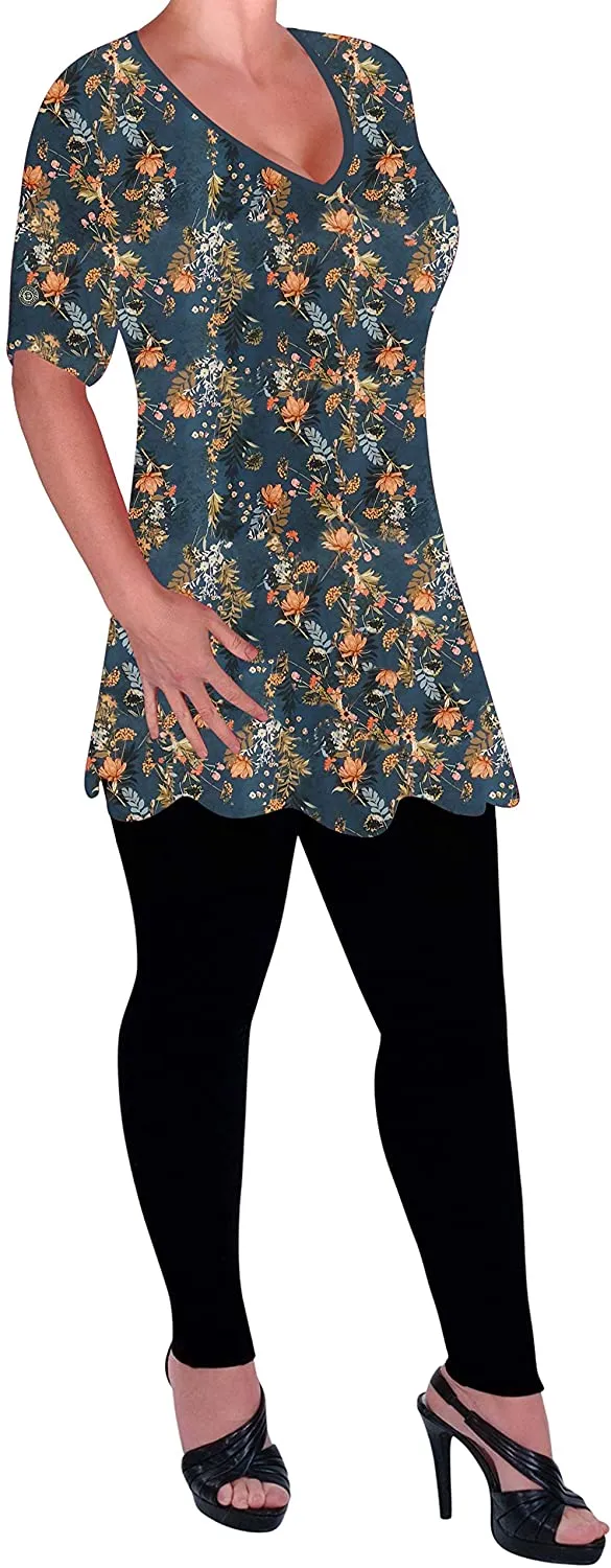 Amber V Neck Multi Print Swing Flared Top Stargazer