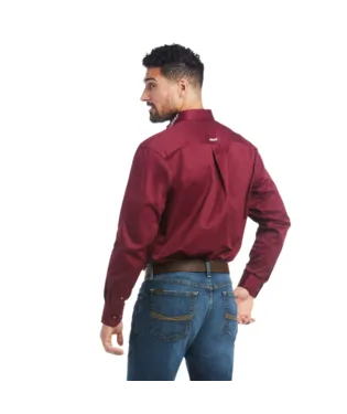 Ariat Burgandy/White Logo Twill Classic Fit Shirt Style 10027995