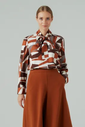 AUTHOR GEOMETRIC BOW TIE NECK BLOUSE