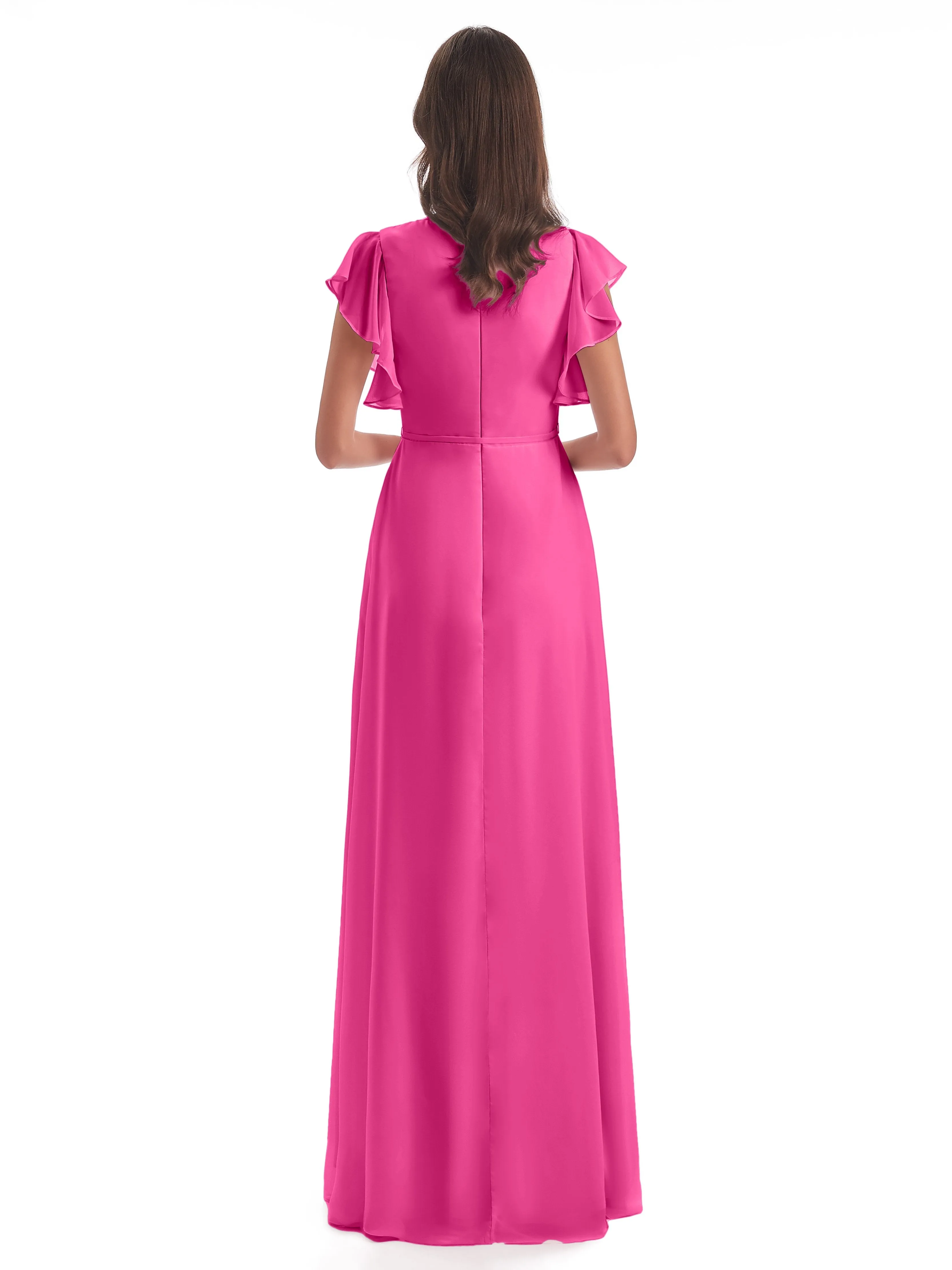 Azalea Bridesmaid Dress Hope Charming V Neck Long Chiffon Bridesmaid Dresses