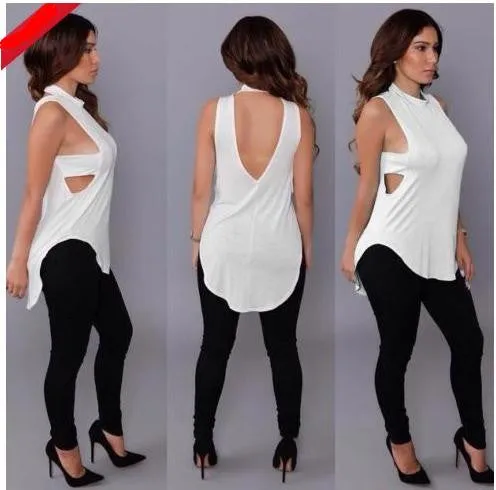 Backless Sleeveless High Neck Slim Sexy Blouse