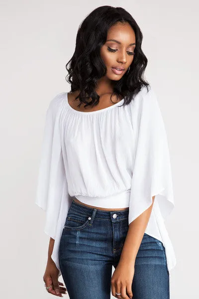 Backless White Cross Scoop Long Sleeves Sexy Blouse