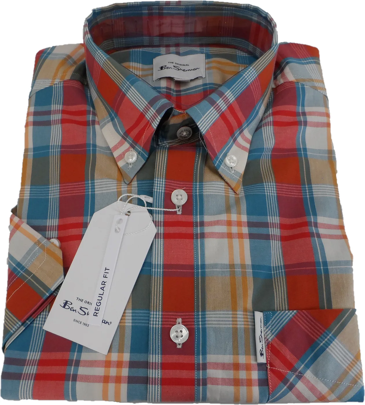 Ben Sherman Mens Kingfisher Multi Check Shirts