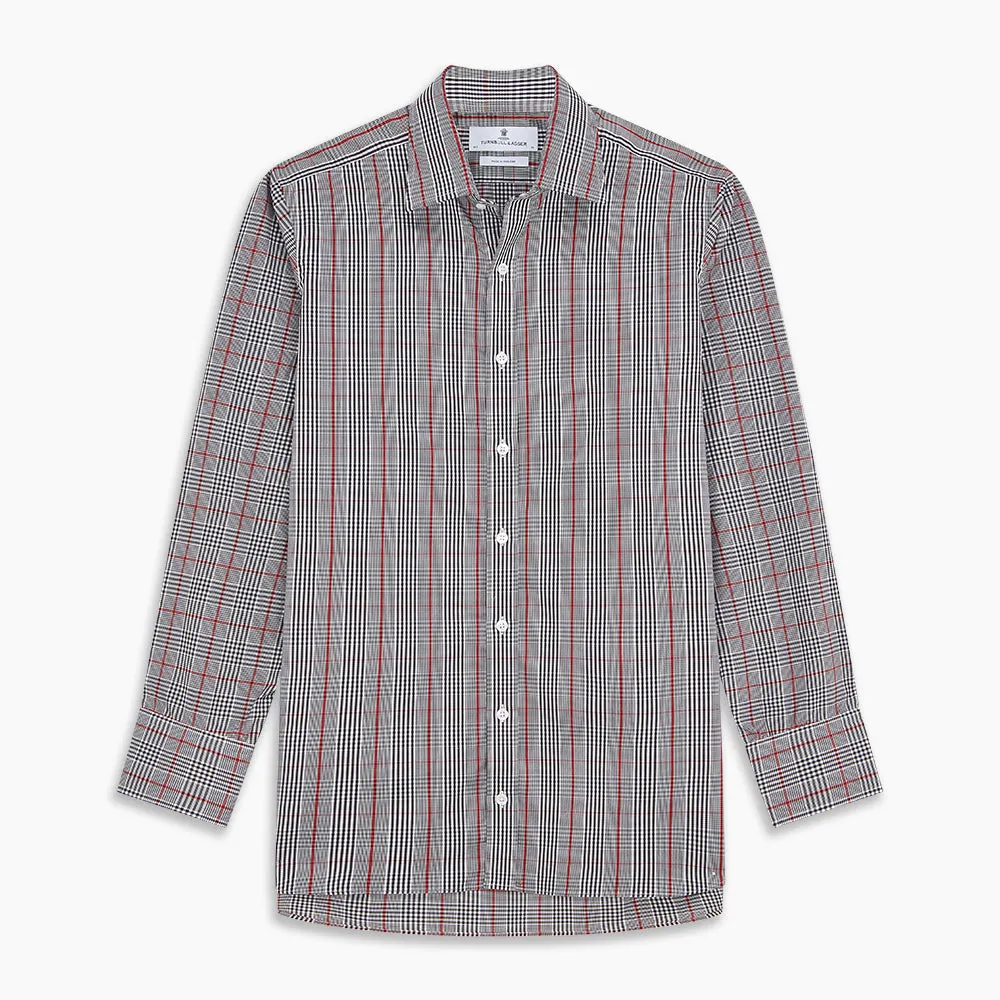 Black Prince of Wales Check Cotton Regular Fit Mayfair Shirt