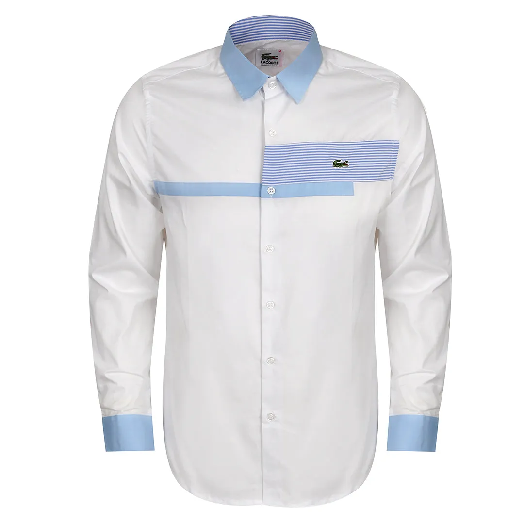 Blocked Stripped White Blue Cotton Long Sleeve