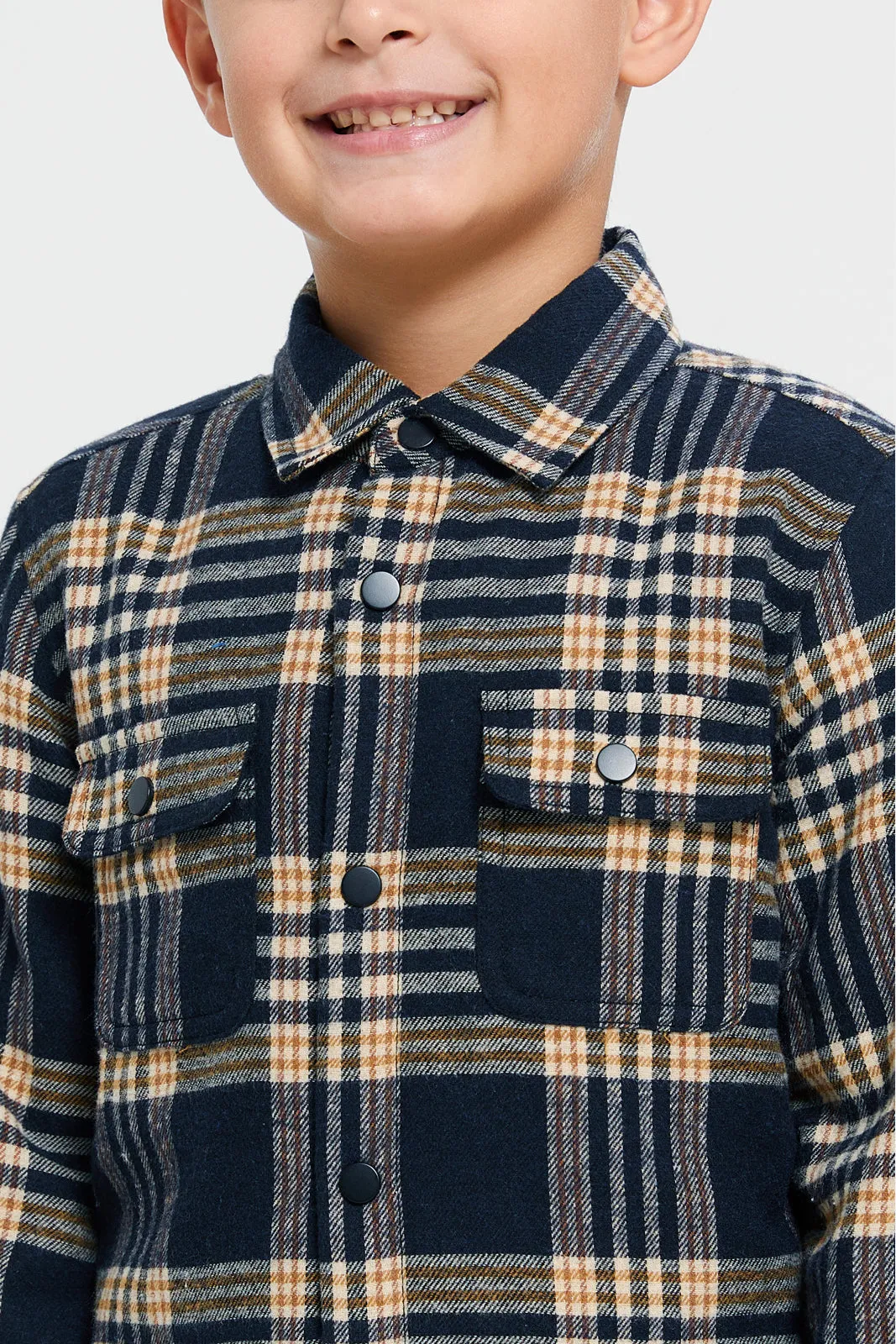 Boys Assorted Check Sherpa Lining Long Sleeve Shirt