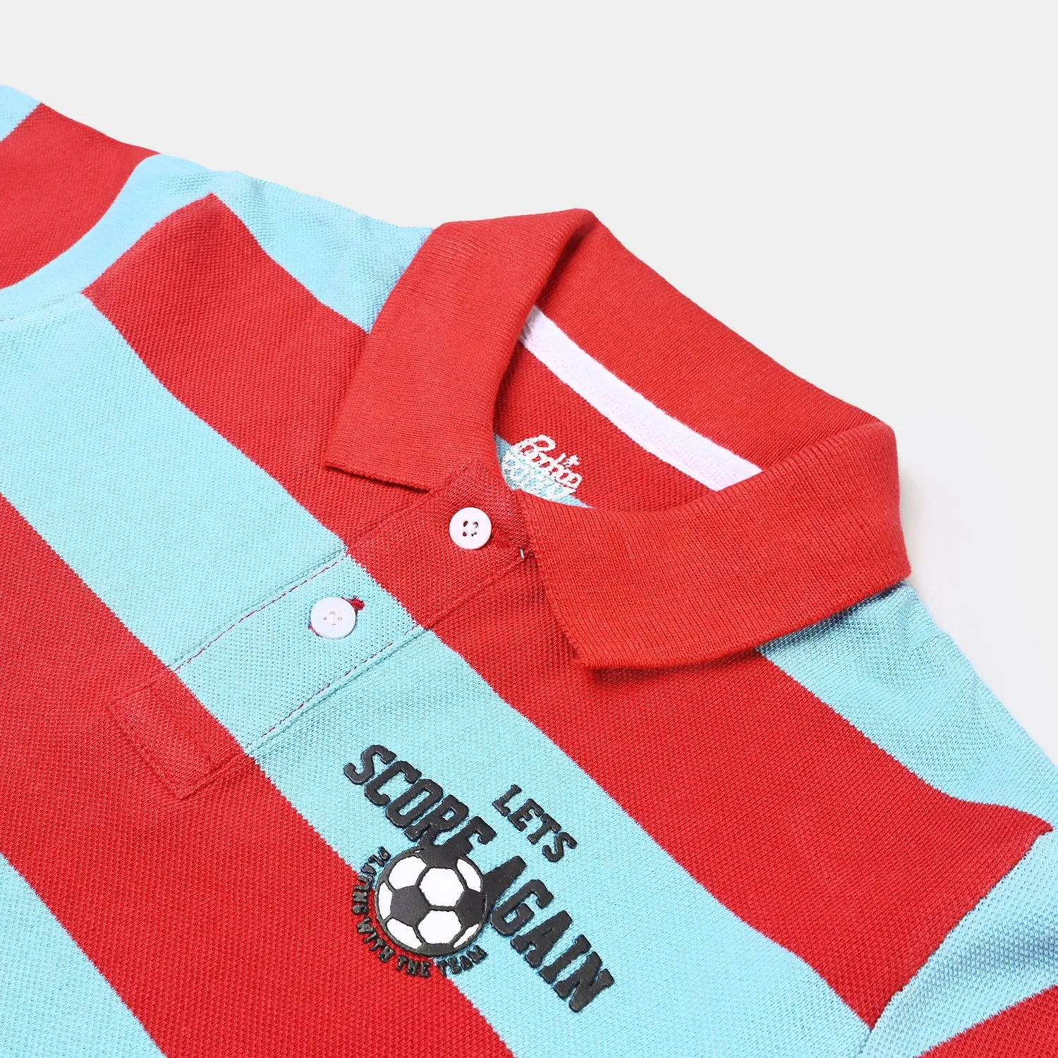 Boys Cotton PK Polo T-shirt Score Again-Blue/Red