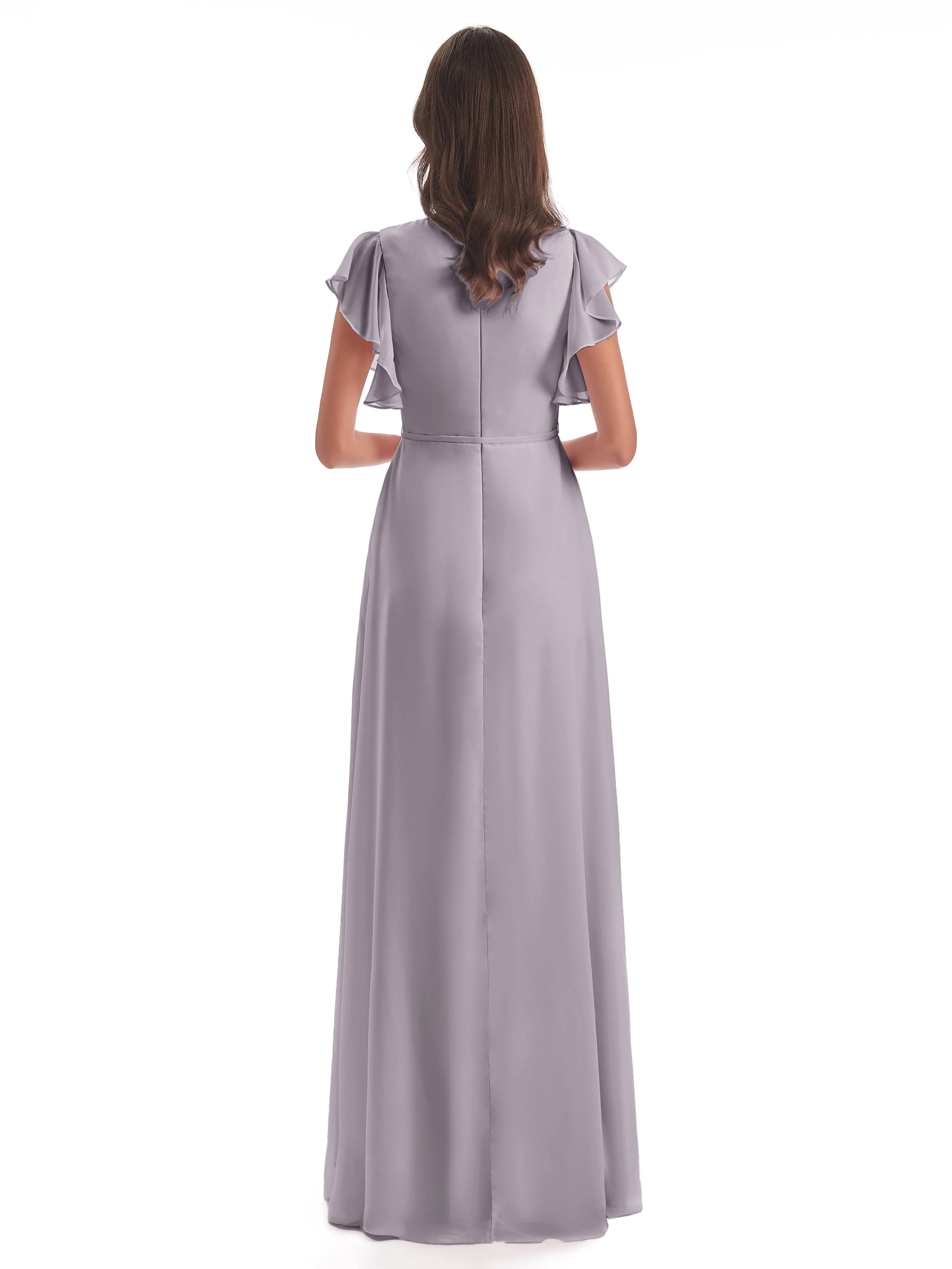 Bridesmaid Dresses Dusk Hope Charming V Neck Long Chiffon Bridesmaid Dresses