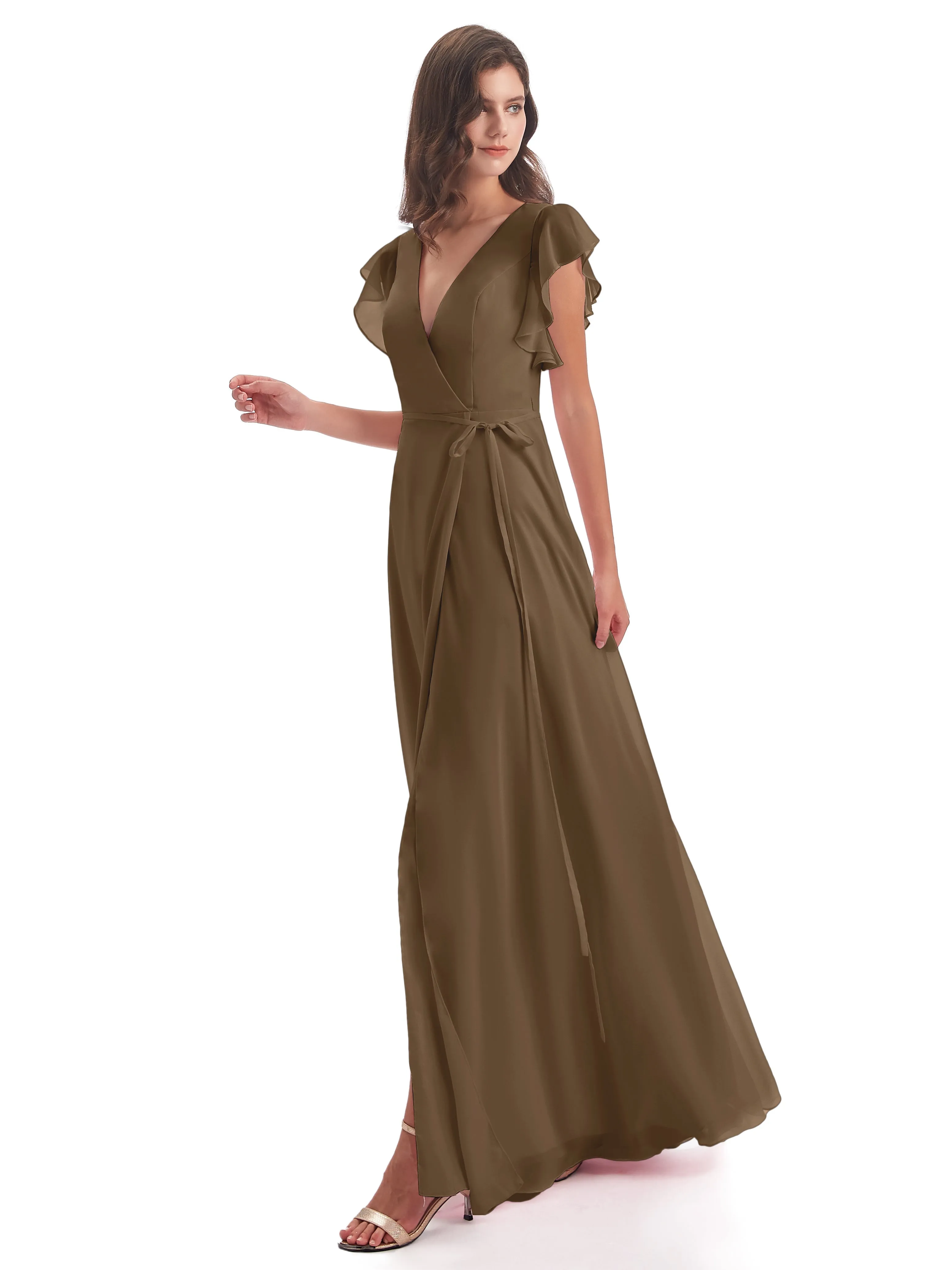 Bridesmaid Dresses Mocha Colour Rose Charming Scoop Chiffon Bridesmaid Dresses