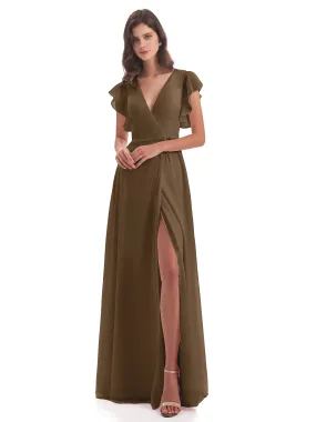 Bridesmaid Dresses Mocha Colour Rose Charming Scoop Chiffon Bridesmaid Dresses