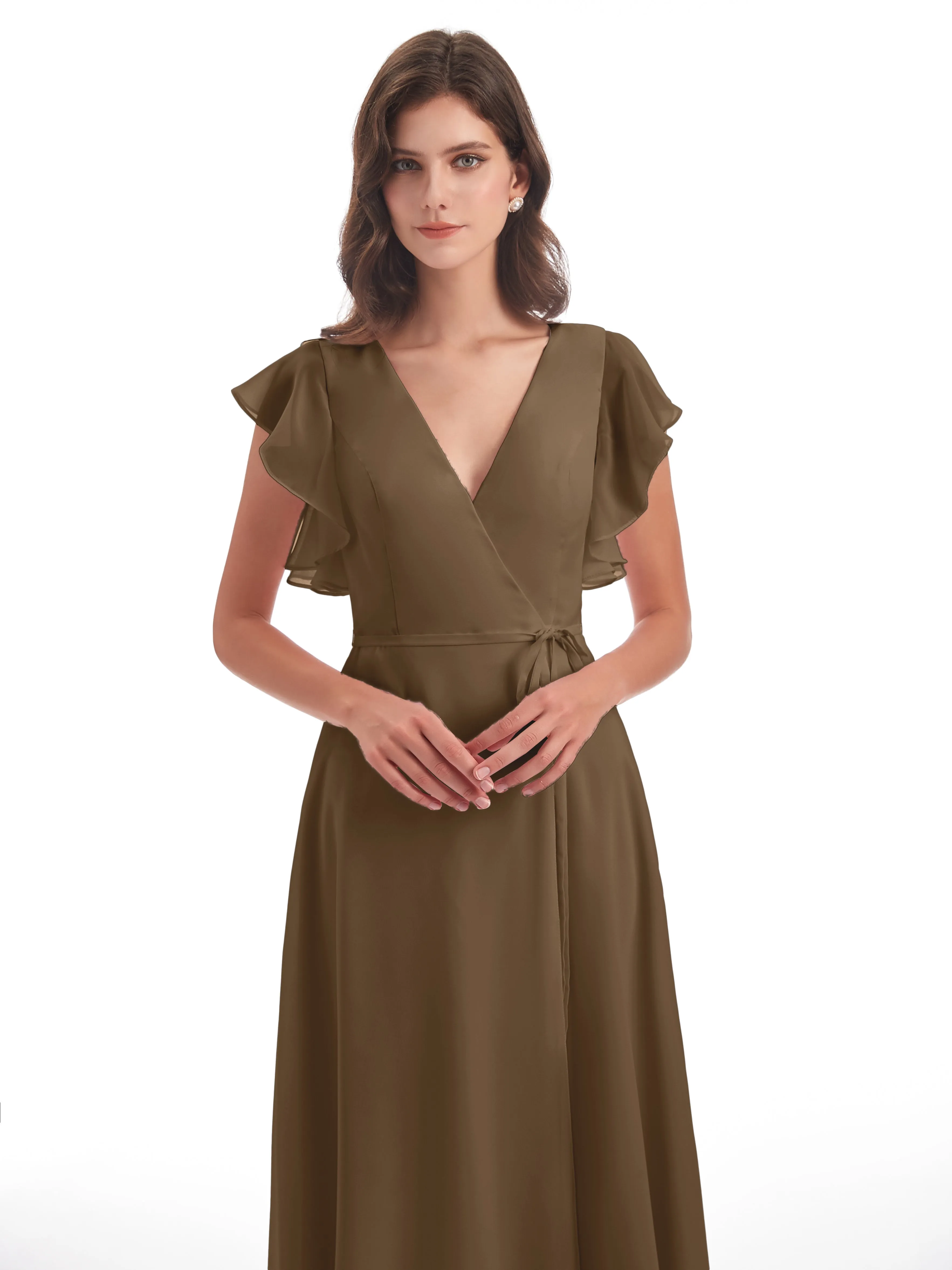 Bridesmaid Dresses Mocha Colour Rose Charming Scoop Chiffon Bridesmaid Dresses