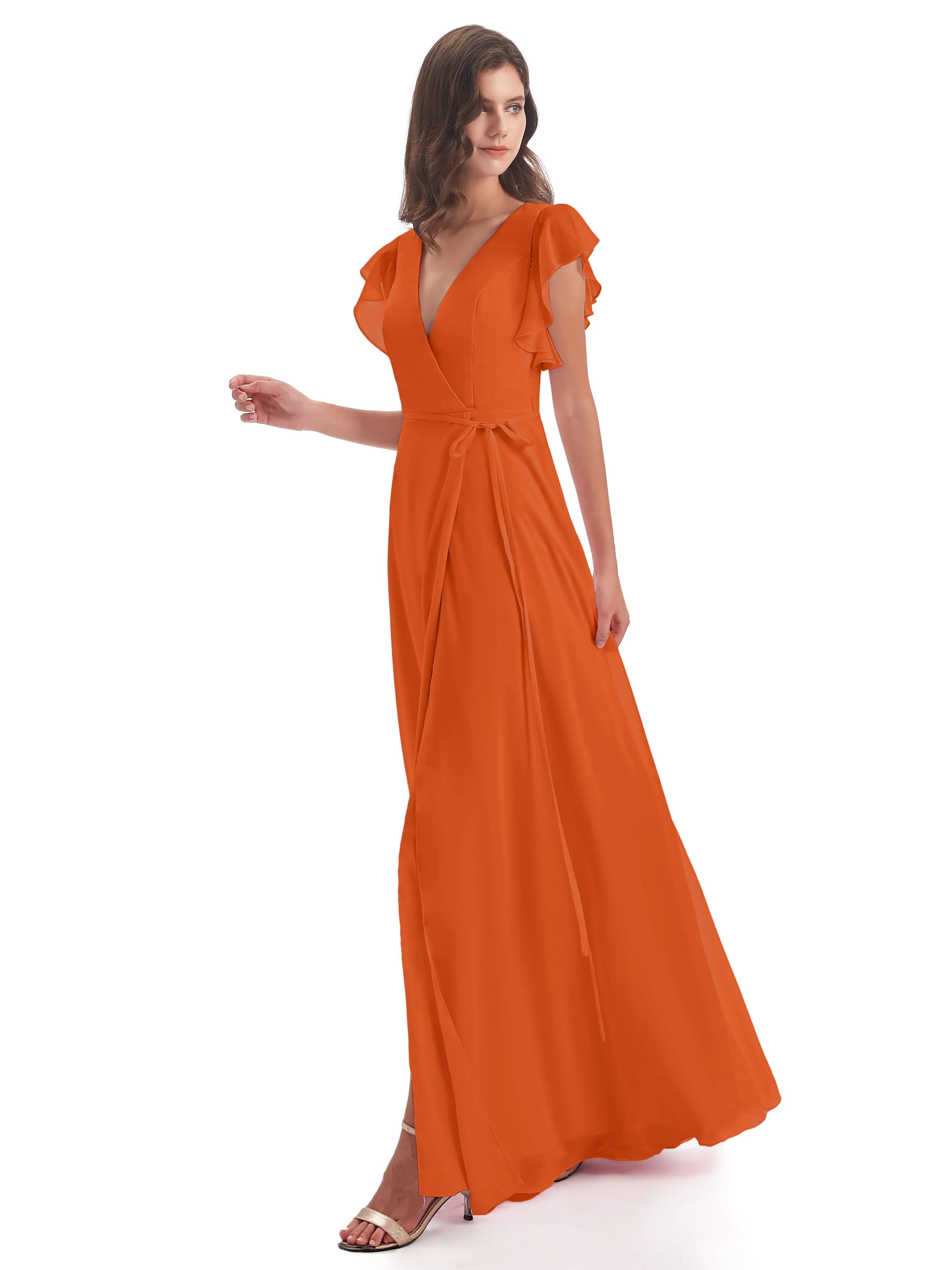 Burnt Orange Bridesmaids Dresses Rose Charming Scoop Chiffon Bridesmaid Dresses