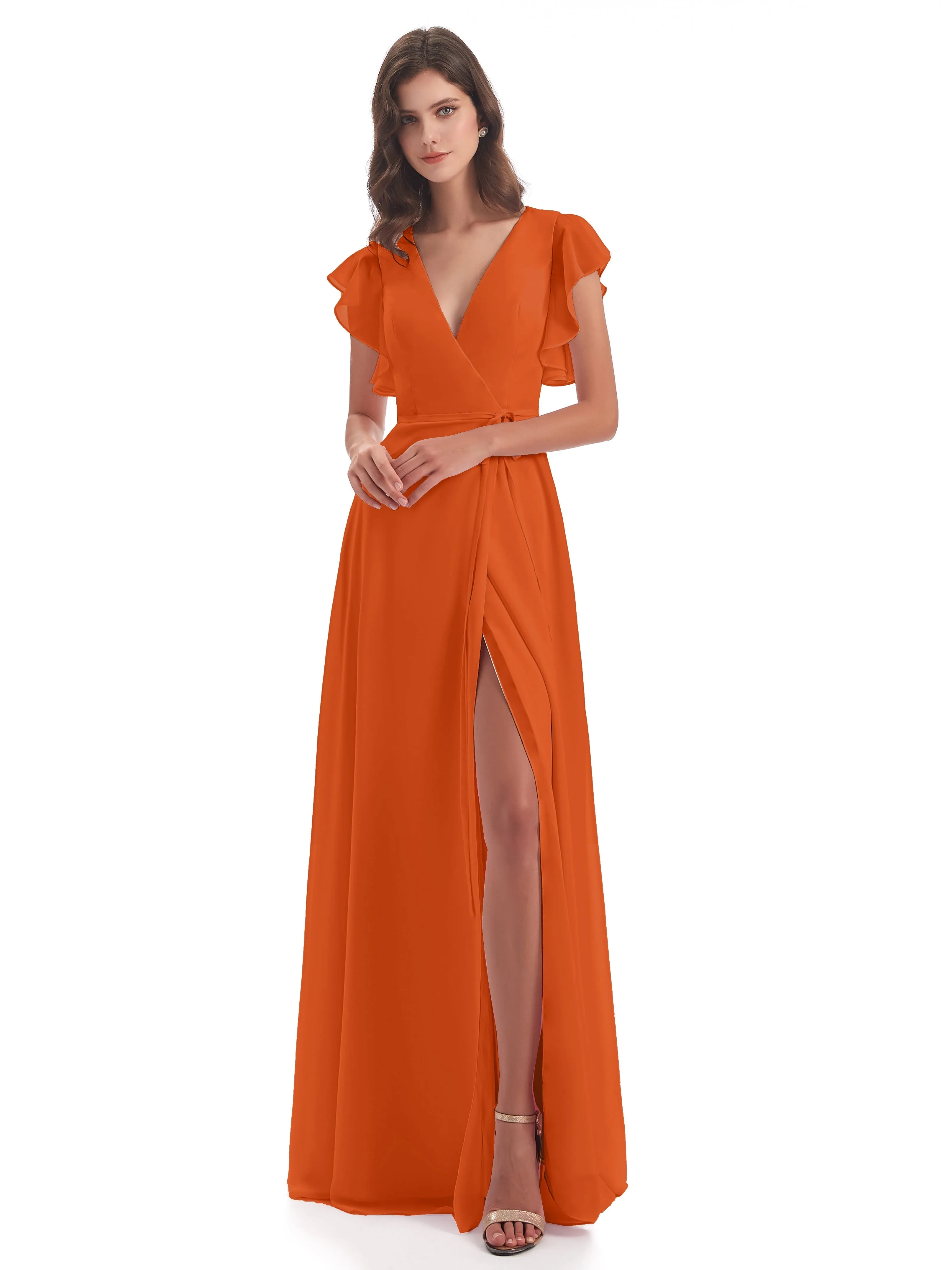 Burnt Orange Bridesmaids Dresses Rose Charming Scoop Chiffon Bridesmaid Dresses