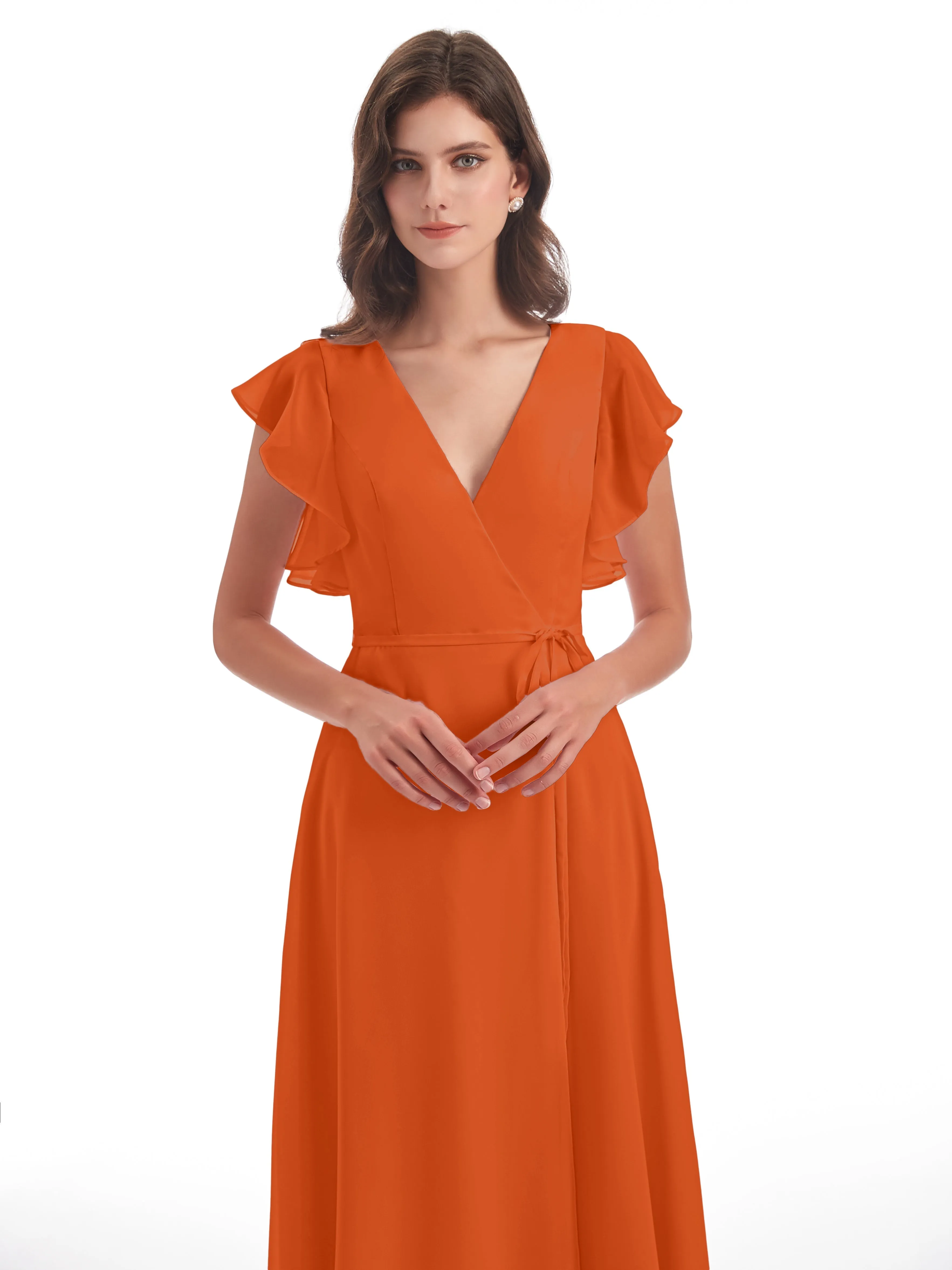 Burnt Orange Bridesmaids Dresses Rose Charming Scoop Chiffon Bridesmaid Dresses