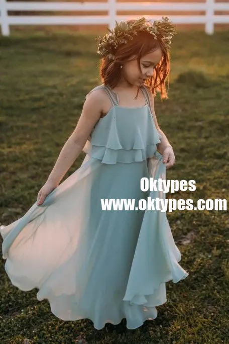 Chiffon Cheap Lovely Comfortable Cute Simple Flower Girl Dresses, TYP0847