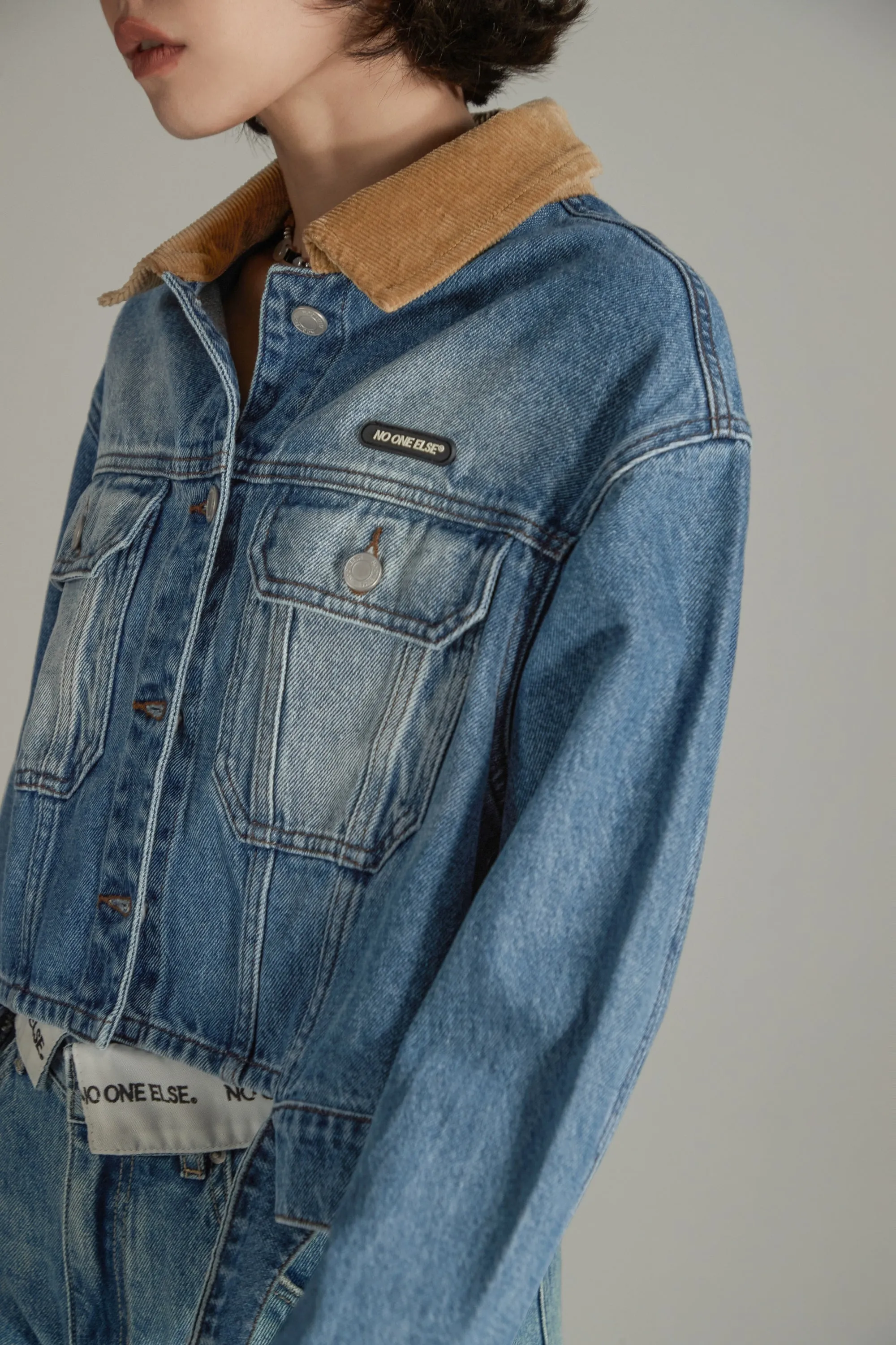 Color Collar Stitching Retro Denim Jacket