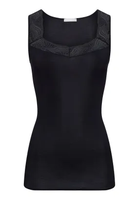 Cotton Delight Lace-Trim Cotton Tank Top | Black 71837-019