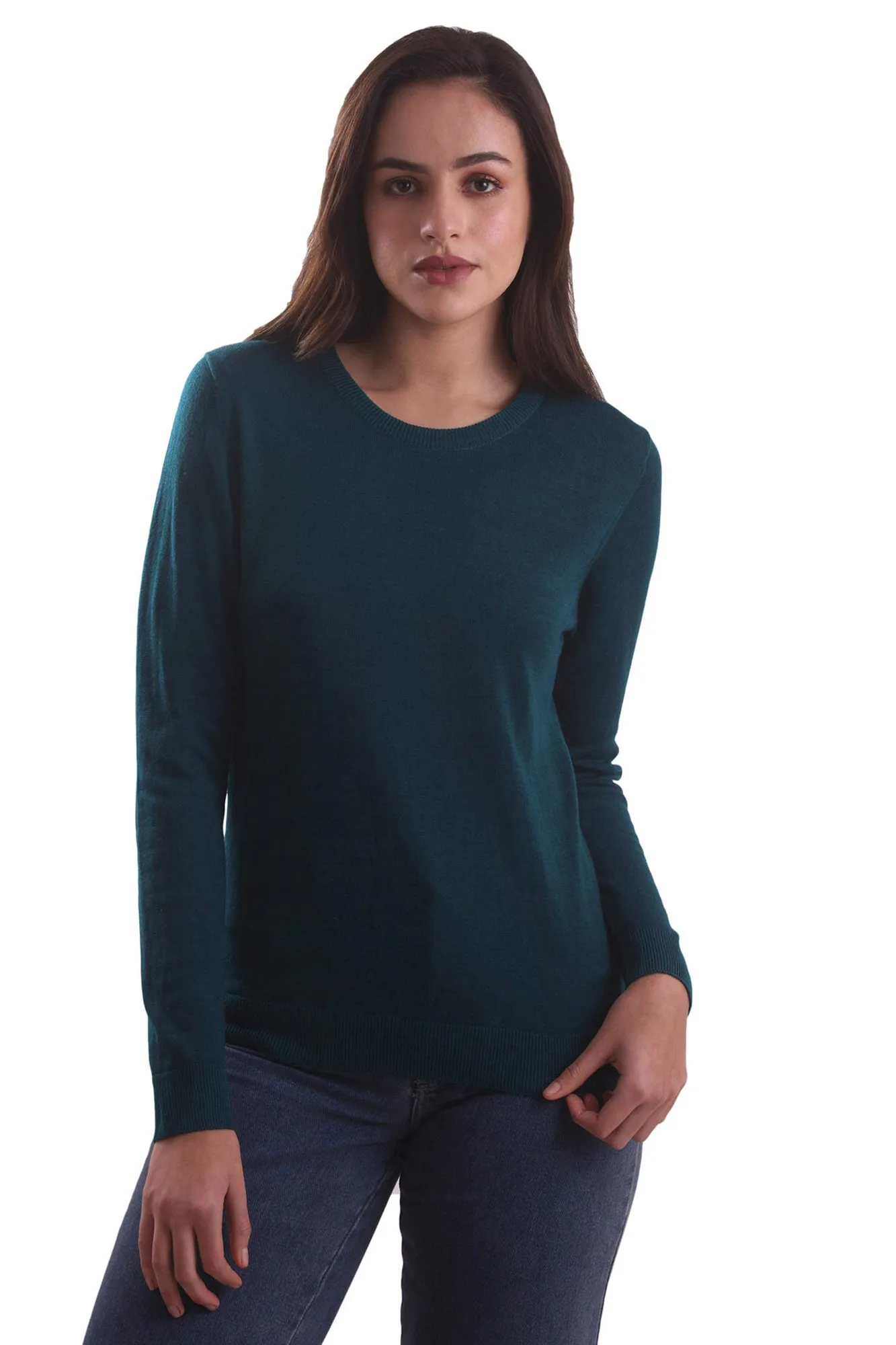 Deep Jungle Green Round Neck Sweater