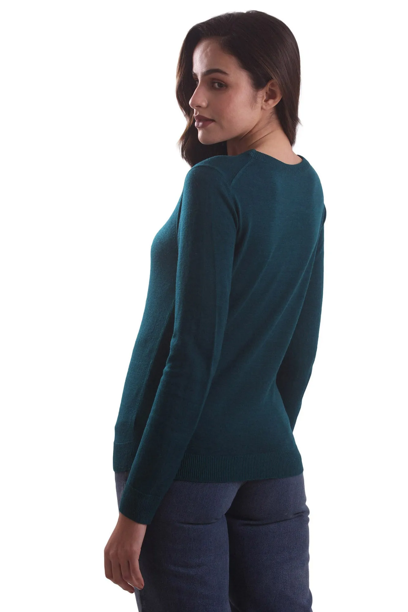 Deep Jungle Green Round Neck Sweater