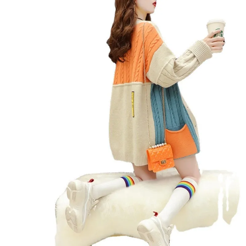 Dream Of Me Color Block Oversized Knit Cardigan