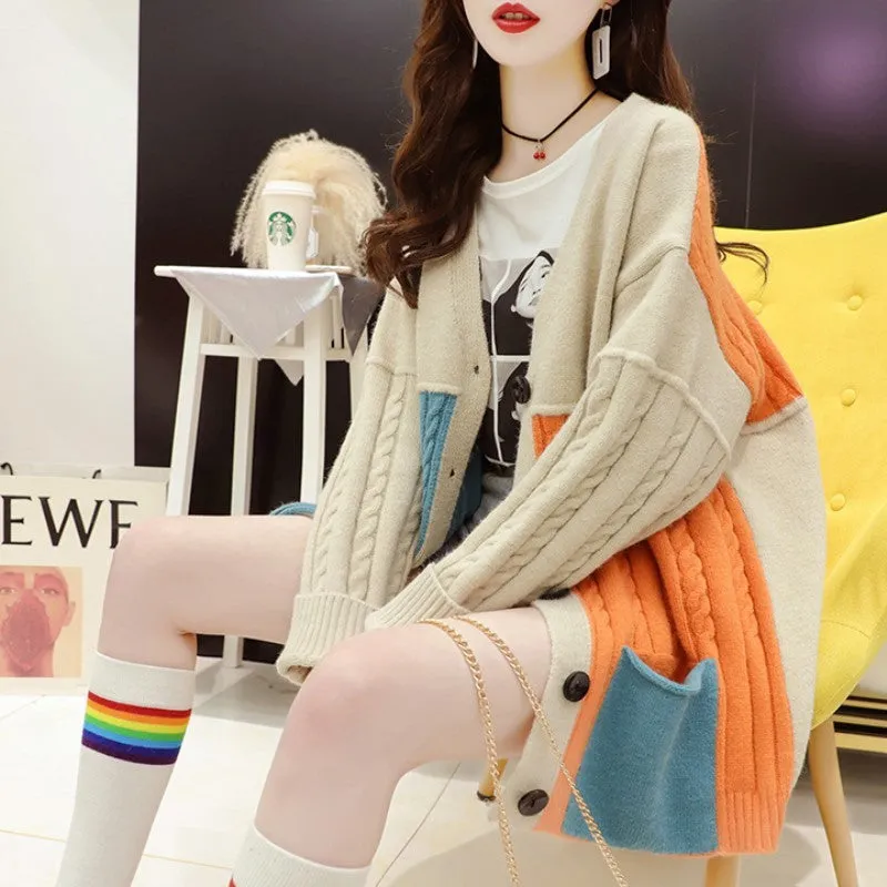 Dream Of Me Color Block Oversized Knit Cardigan