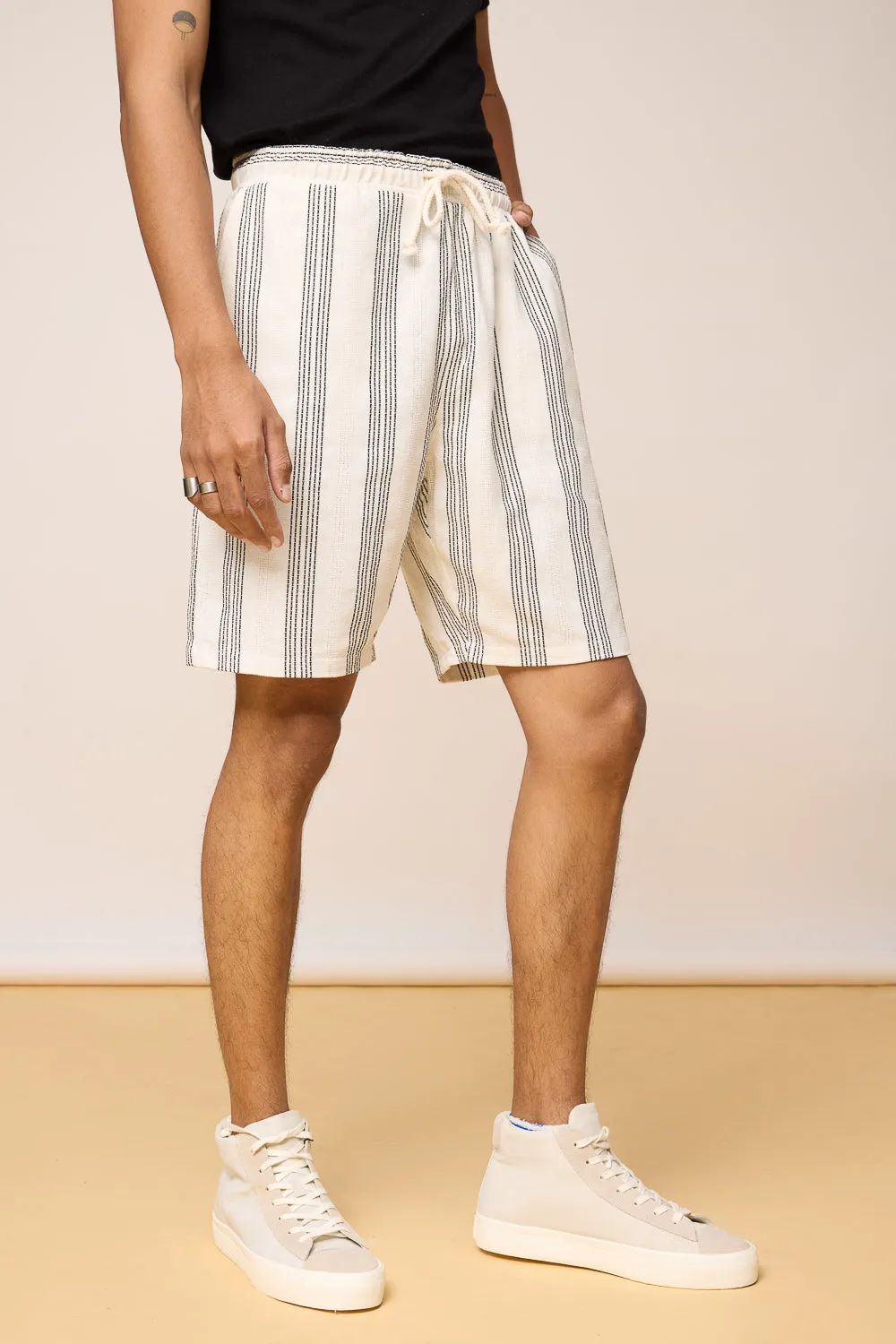 Ebony Striped Ivory Men's Bermuda Shorts