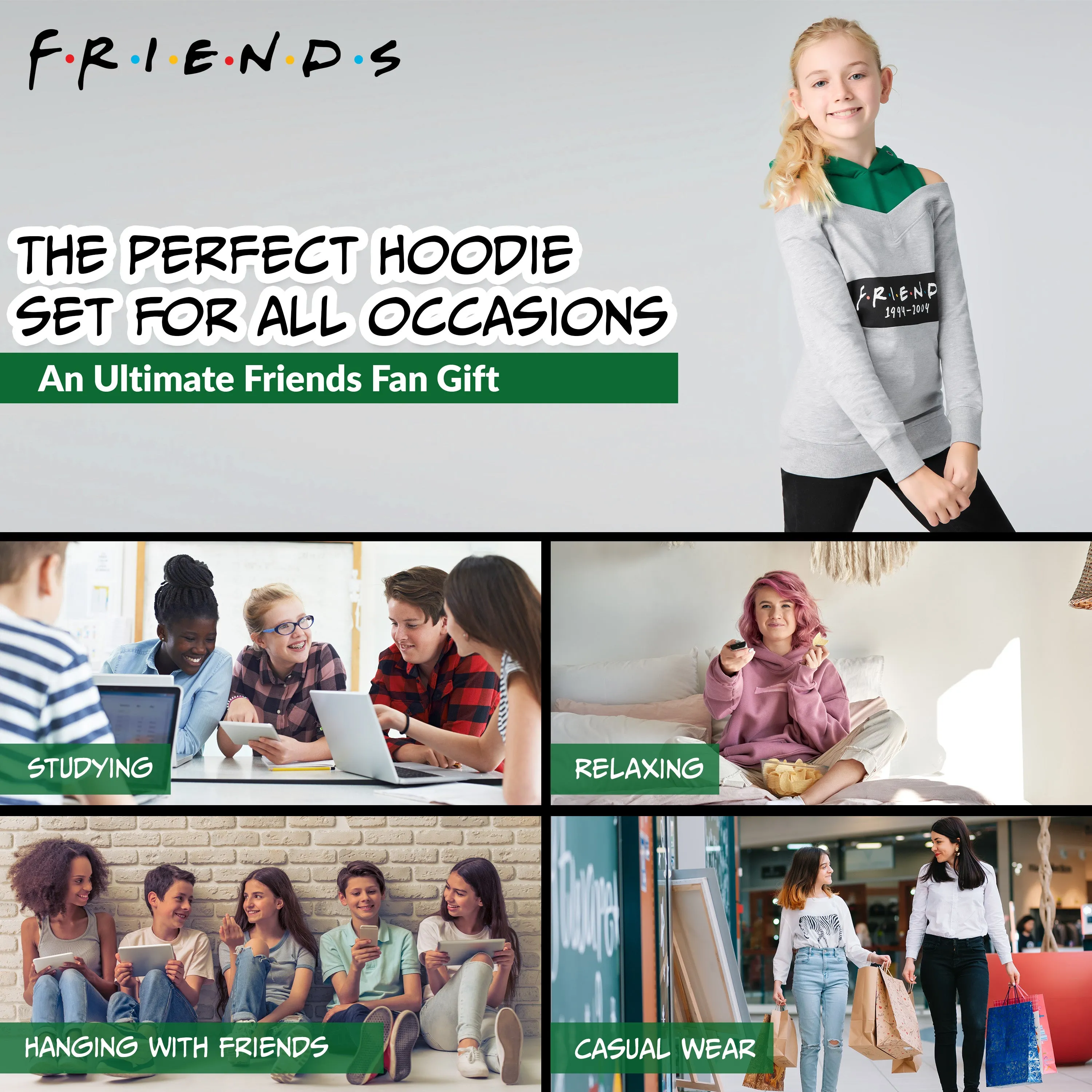 Friends Hoodie - Open Shoulder Hoodies for Girls