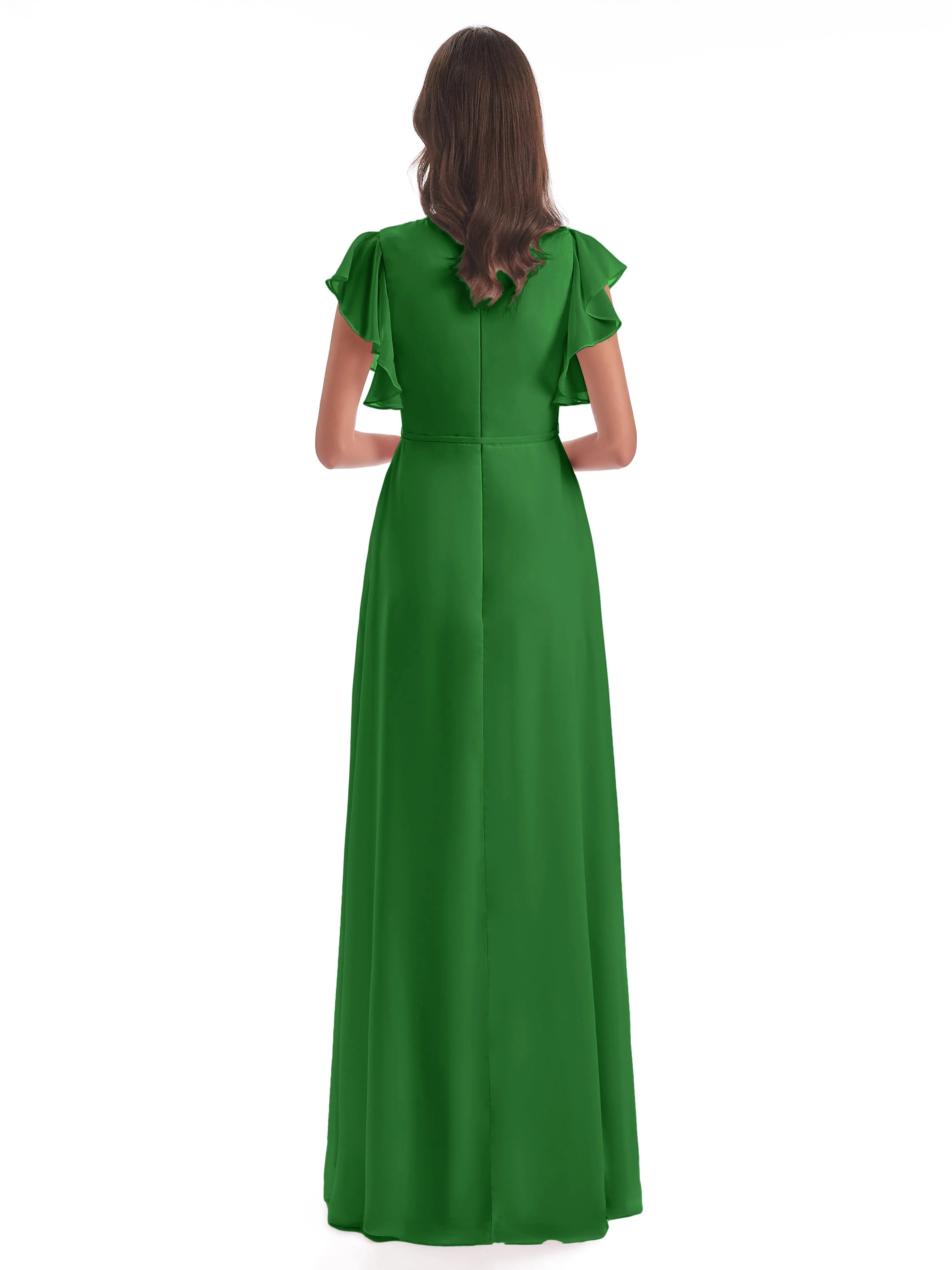 Green Bridesmaid Dress Hope Charming V Neck Long Chiffon Bridesmaid Dresses