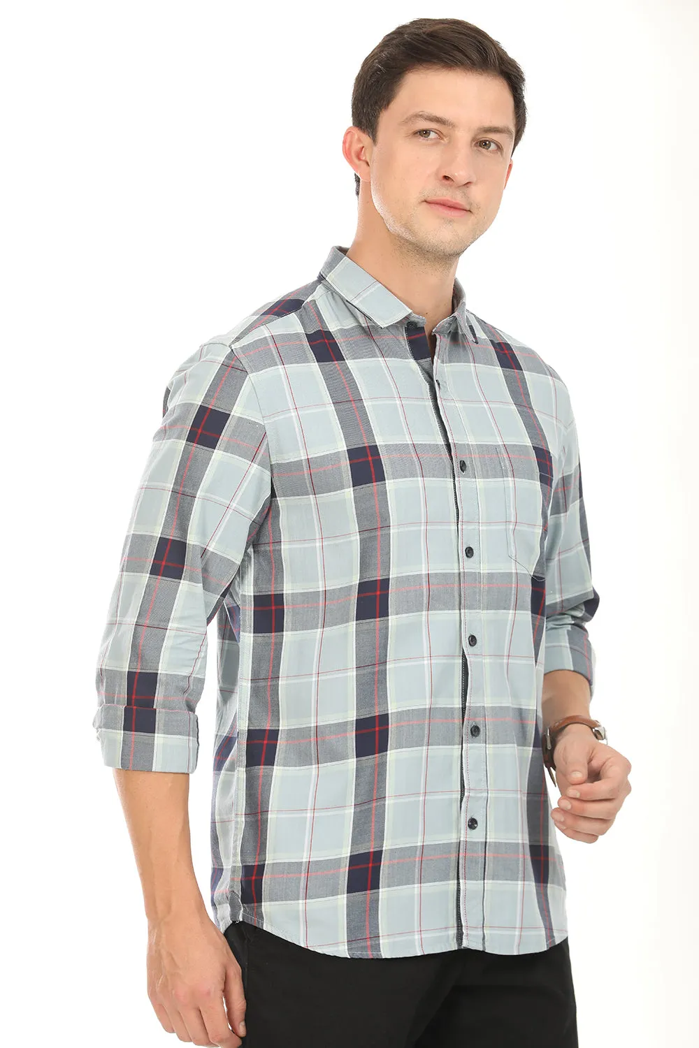 Gridline Checkered Shirt - Green x Red