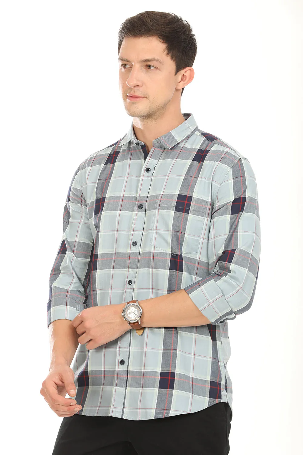 Gridline Checkered Shirt - Green x Red