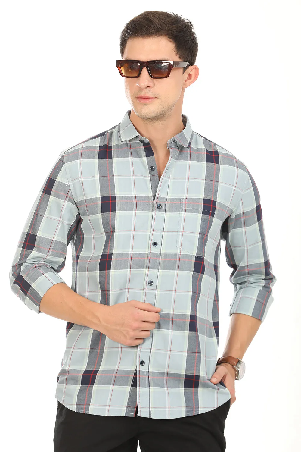 Gridline Checkered Shirt - Green x Red