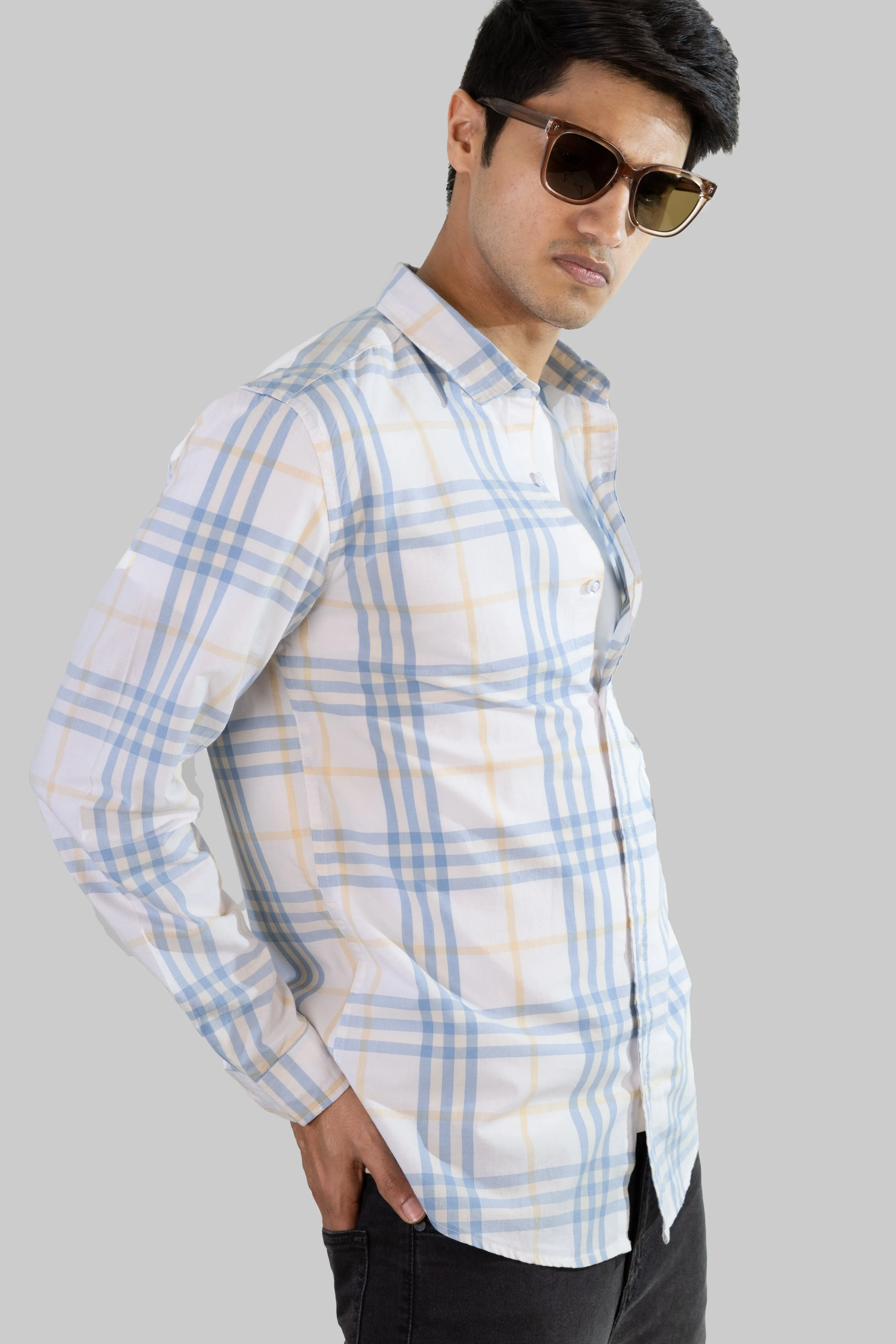 Gridline Checkered Shirt - Warm White