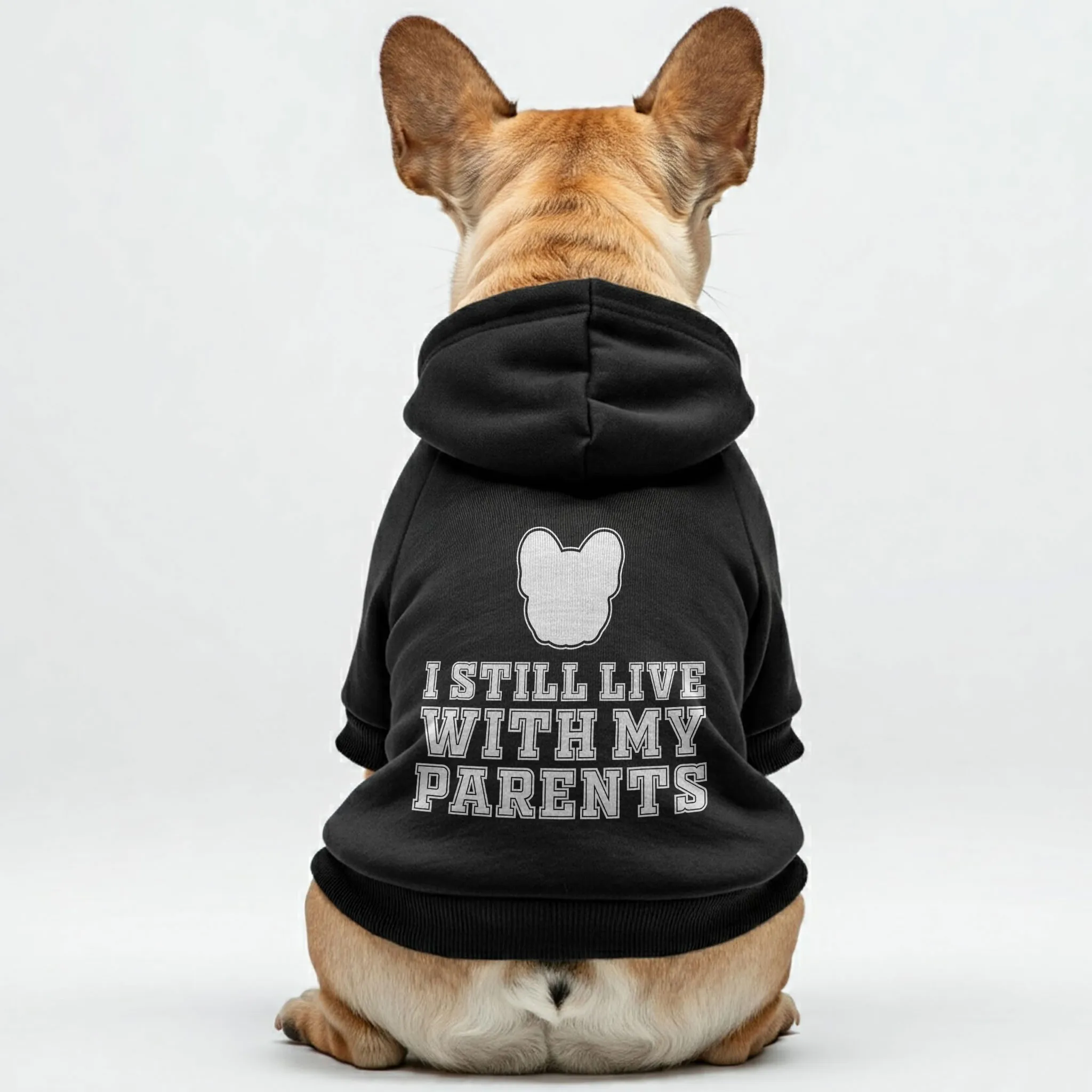 I still live with my parents - Personalized French Bulldog Hoodies with Funny Quotes – Stylish, Cozy, and Premium 100% Cotton