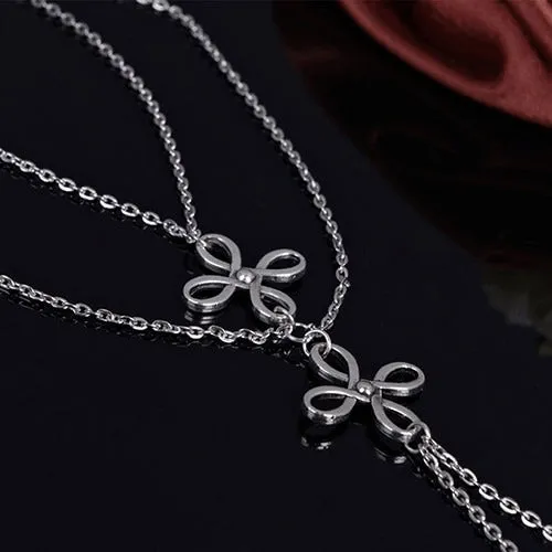 Intertwined Multi Layer SIlver Ankle Bracelet