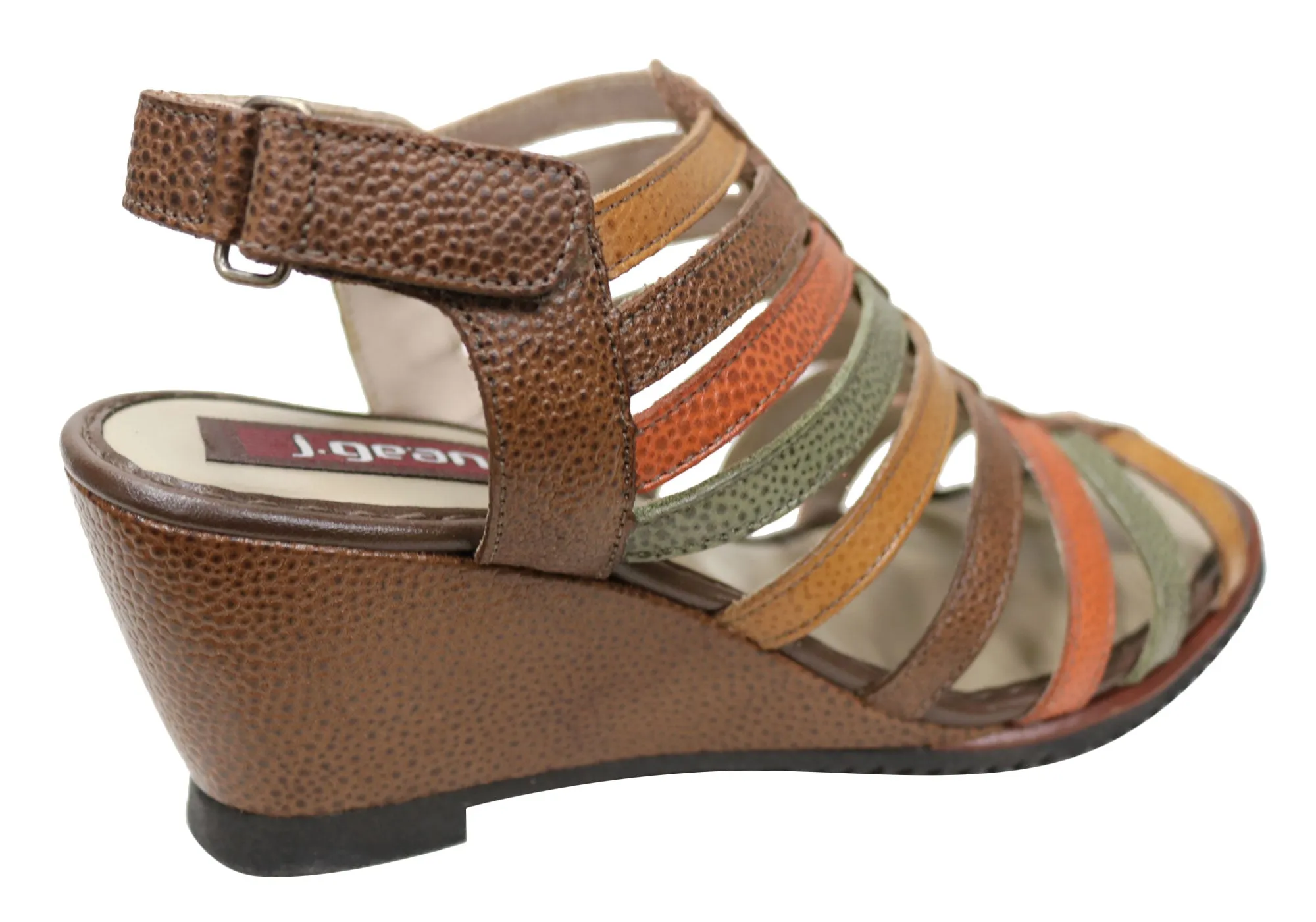 J Gean Leena Womens Comfortable Leather Wedge Sandals Made In Brazil