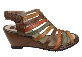 J Gean Leena Womens Comfortable Leather Wedge Sandals Made In Brazil