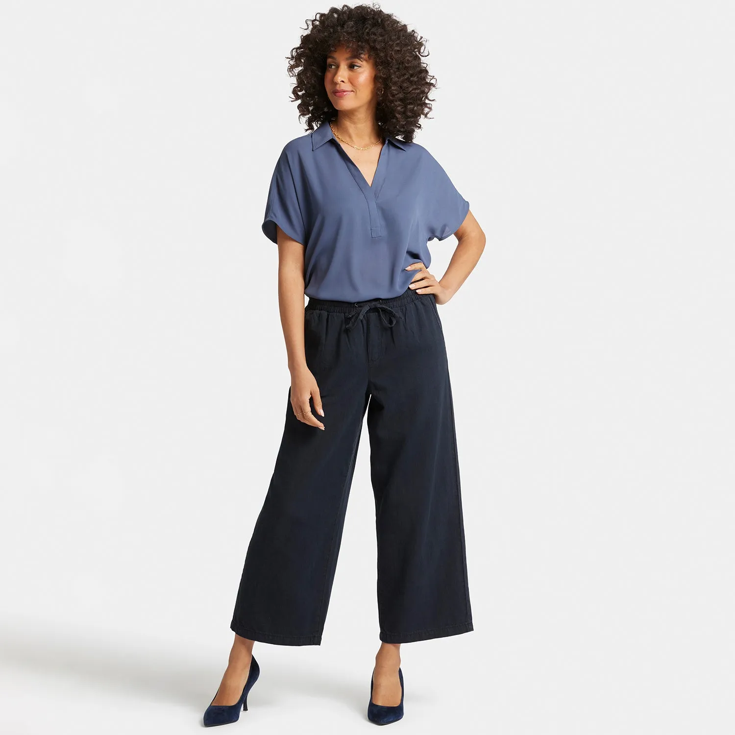 Jayne Pull-On Wide Leg Ankle Pants - Overdye Black