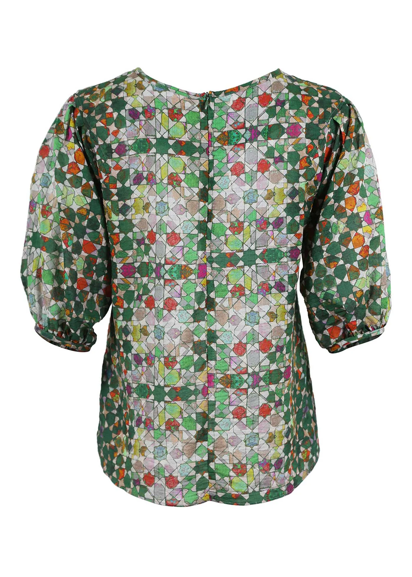 Kaleidoscope Blouse Green in Seersucker