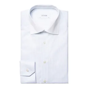 Light Blue Striped Contrast Collar Signature Twill Shirt