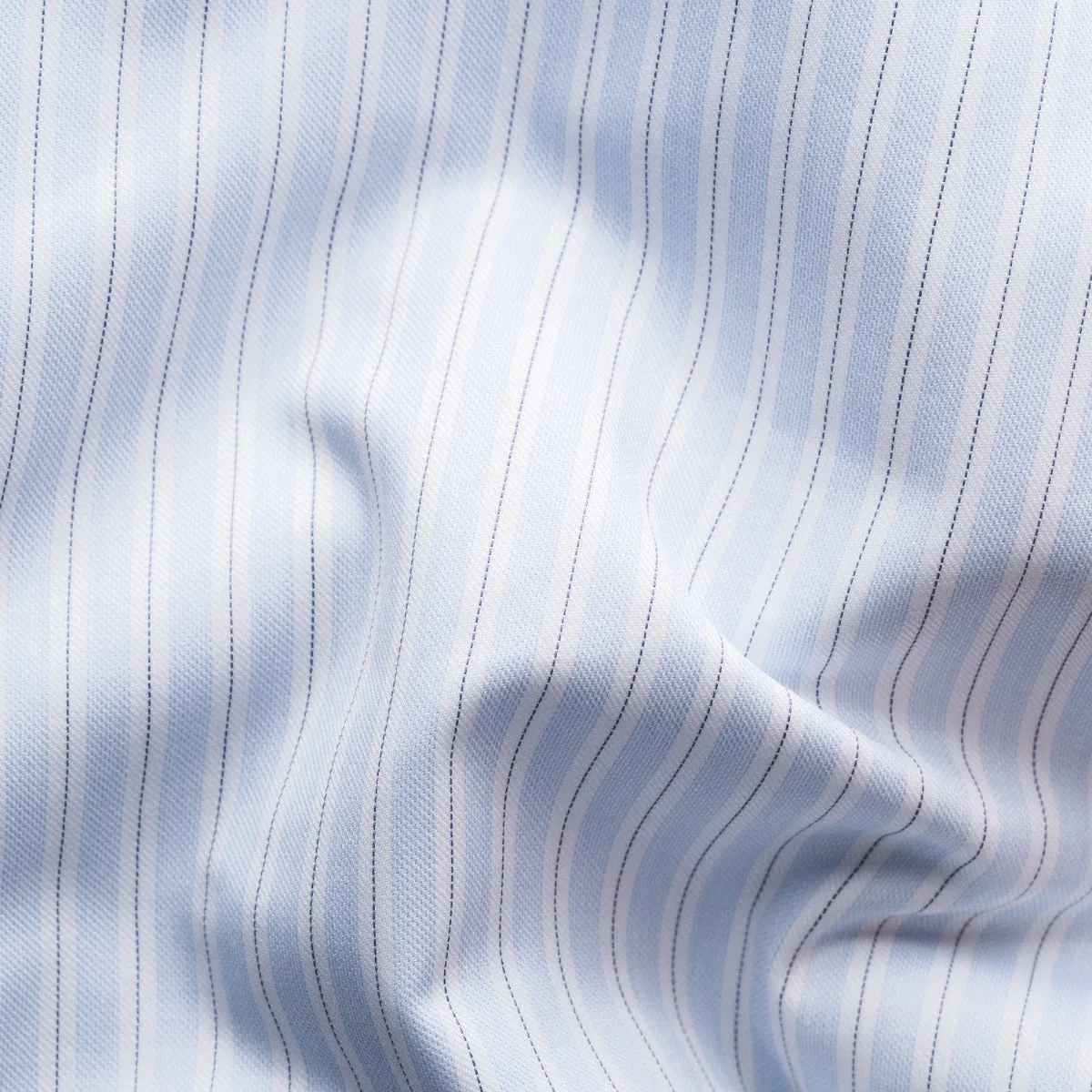 Light Blue Striped Contrast Collar Signature Twill Shirt