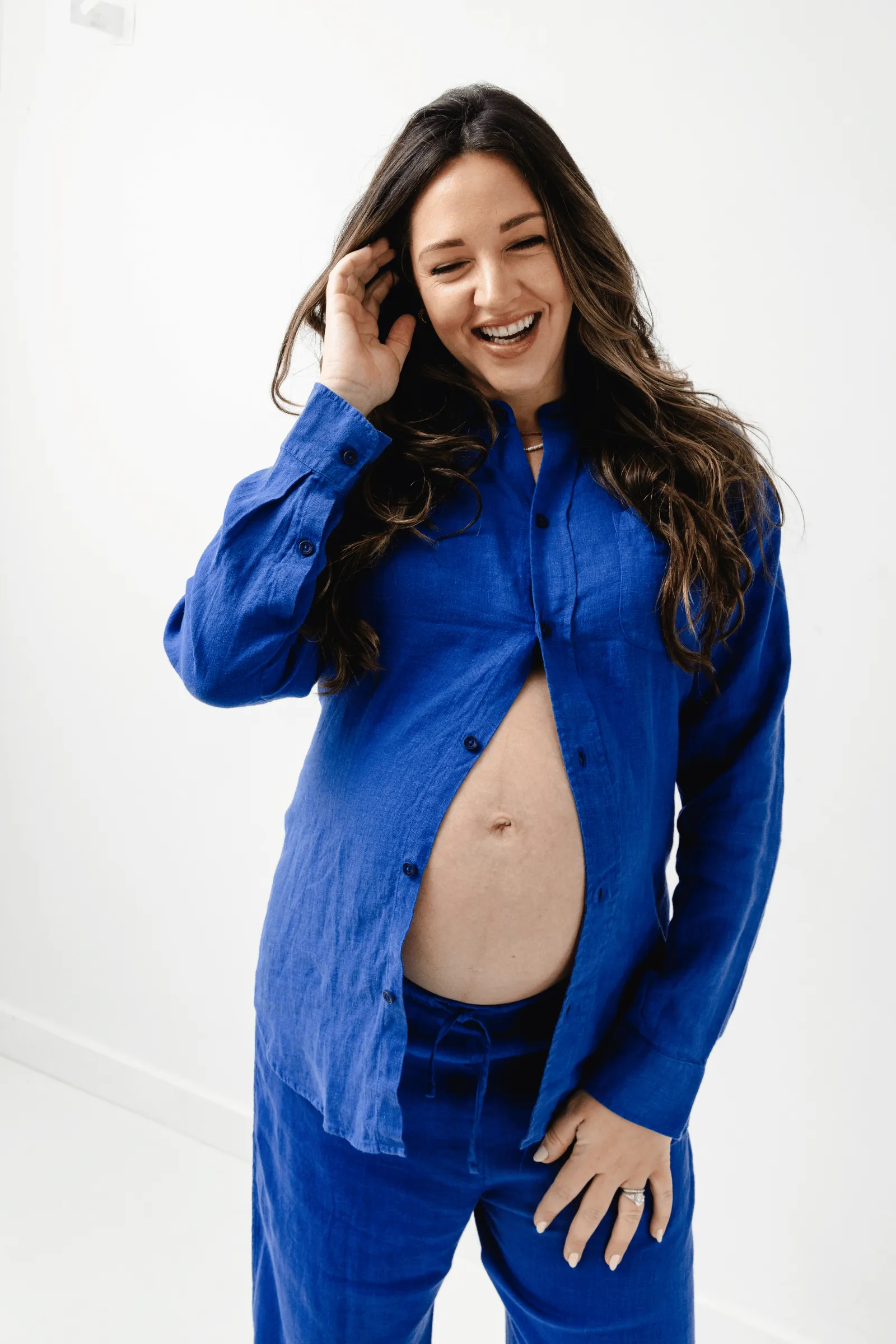 Linen Lounge Shirt - Lazuli