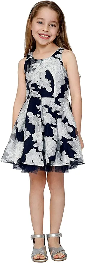 Little Girls Floral Mesh Skater Party Dress