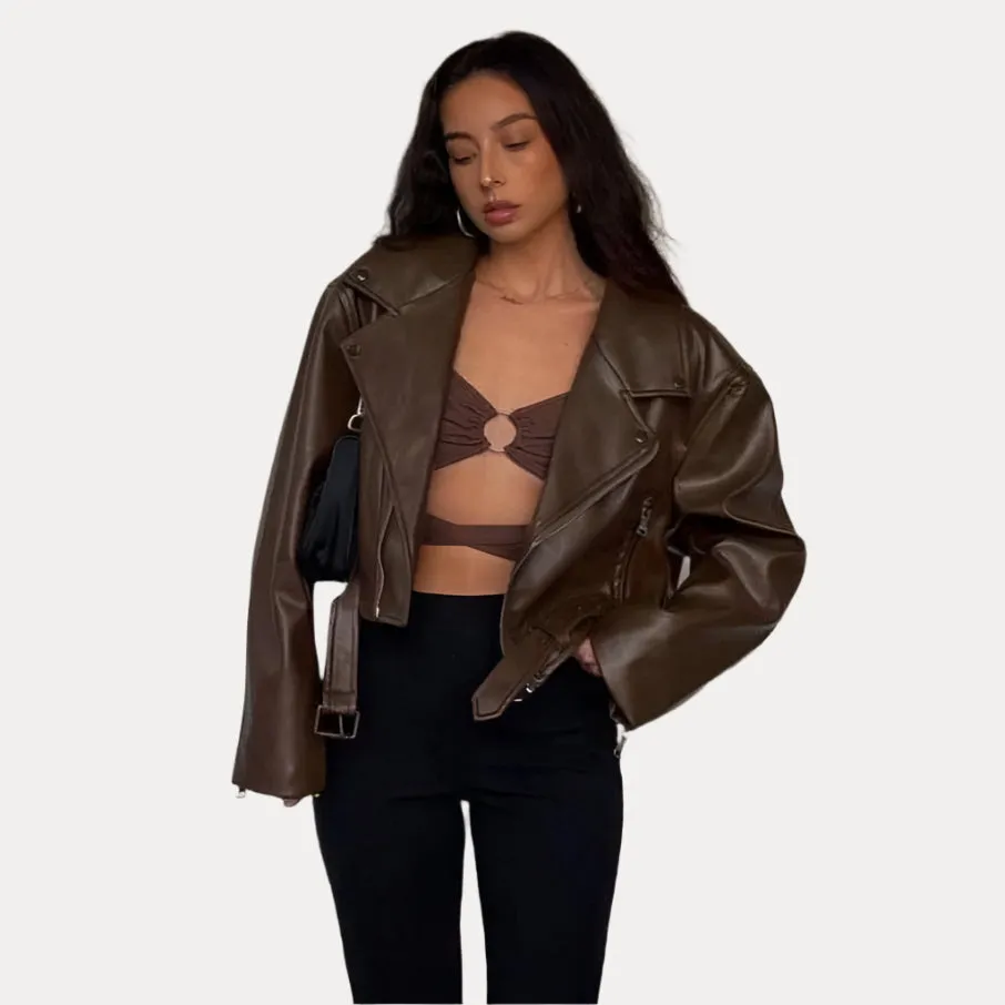 Loose Versatile Short Leather Jacket