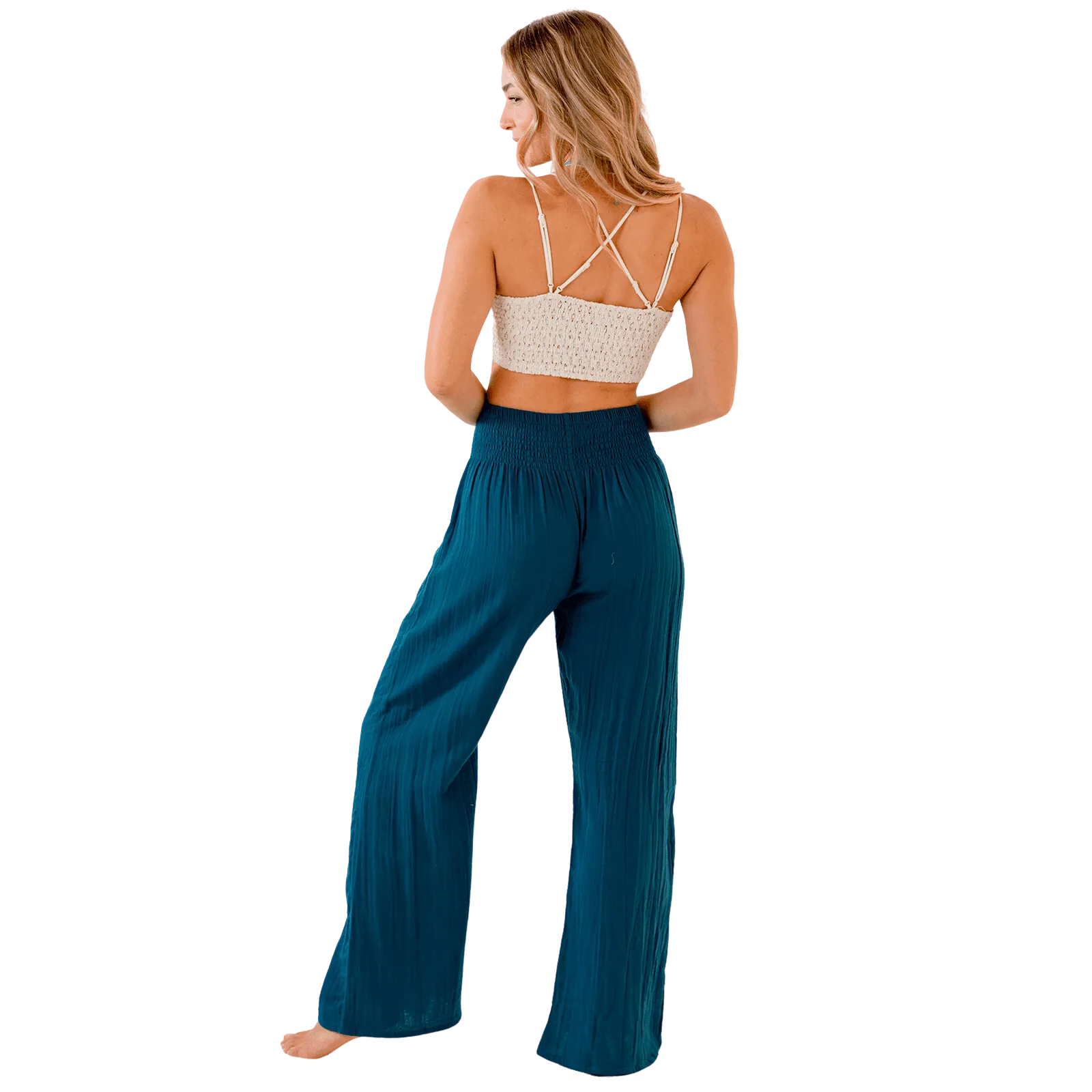 Lotus and Luna Wide Leg Cotton Pants - Pacific