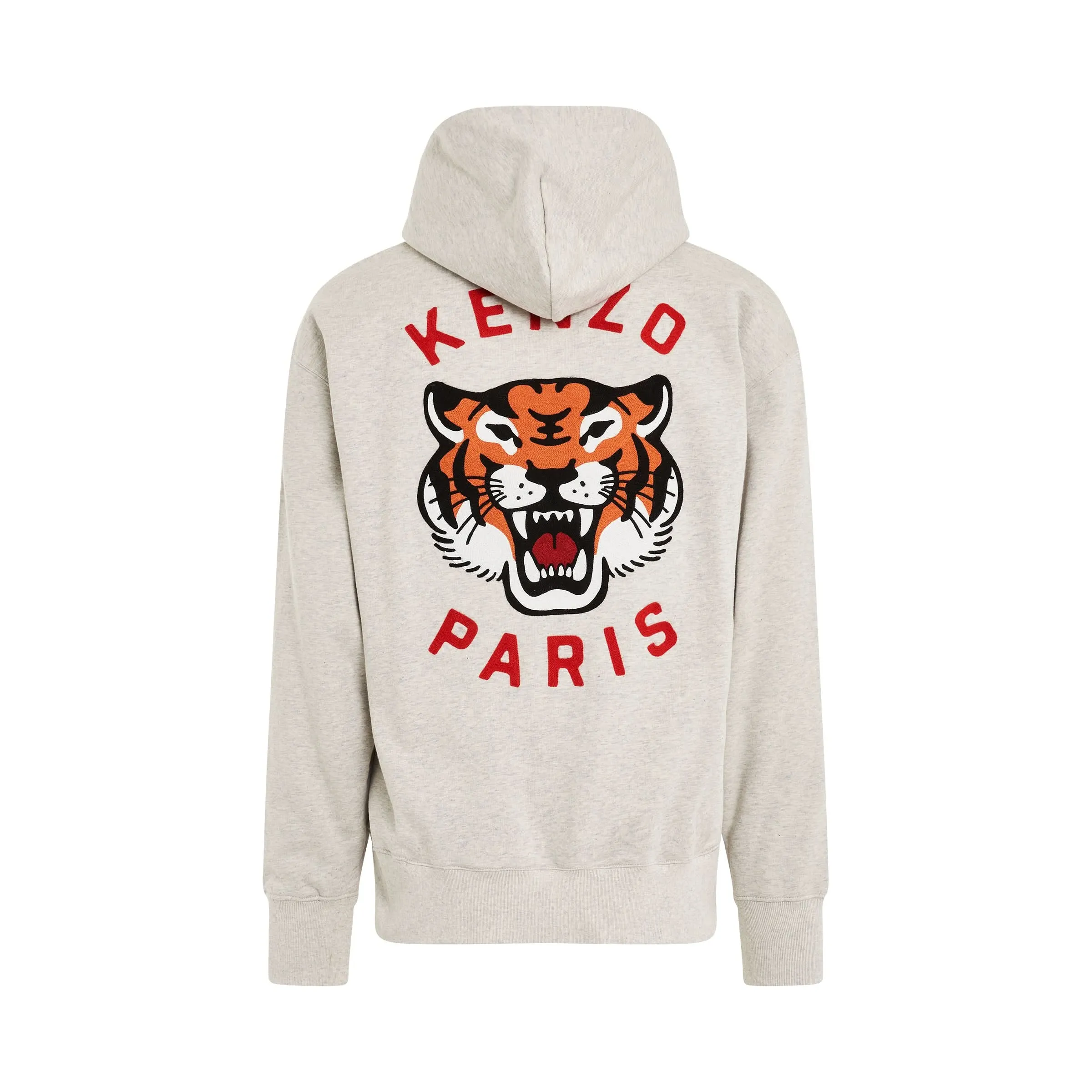 Lucky Tiger Oversized Hoodie in Pale Grey