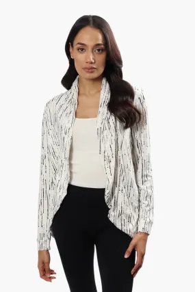 Majora Patterned Open Front Cardigan - White