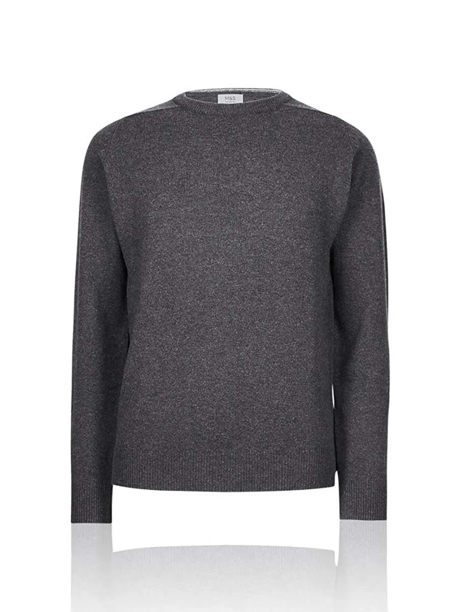 M&S Mens L/S Lambswool R-Neck Jersey T30/2650M