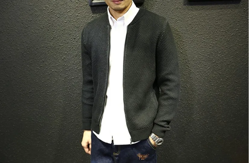 Men's Autumn/Winter Warm Knitted Zipped Slim Cardigan